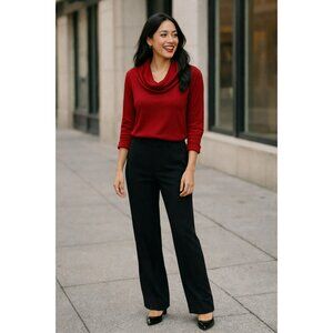 Soft Surroundings Womens Medium Petite Wide Leg Pants Black